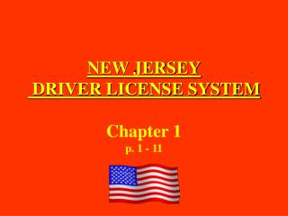 NEW JERSEY DRIVER LICENSE SYSTEM Chapter 1 p. 1 - 11