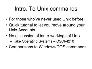 Intro. To Unix commands