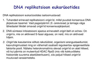 DNA replikatsioon eukarüootides