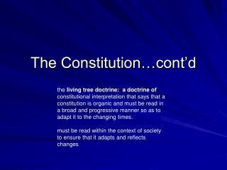 The Constitution…cont’d