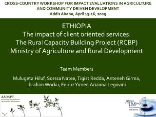 ETHIOPIA The impact of client oriented services: The Rural Capacity Building Project (RCBP)