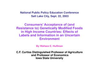 National Public Policy Education Conference Salt Lake City, Sept. 22, 2003