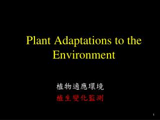 Plant Adaptations to the Environment