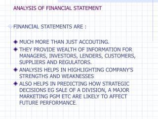 ANALYSIS OF FINANCIAL STATEMENT