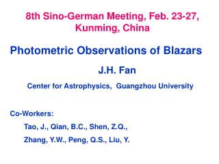 8th Sino-German Meeting, Feb. 23-27, Kunming, China