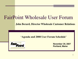 FairPoint Wholesale User Forum