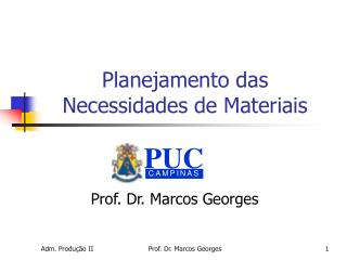 Planejamento das Necessidades de Materiais