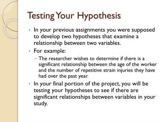 Testing Your Hypothesis