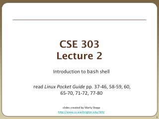 CSE 303 Lecture 2