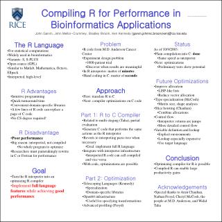 Compiling R for Performance in Bioinformatics Applications