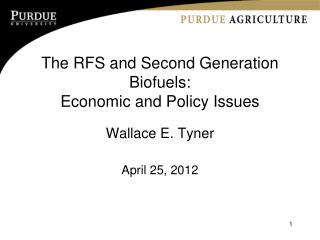 The RFS and Second Generation Biofuels: Economic and Policy Issues