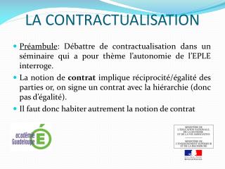 LA CONTRACTUALISATION