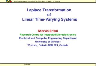 Laplace Transformation of Linear Time-Varying Systems