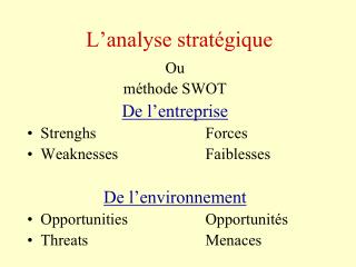 L’analyse stratégique