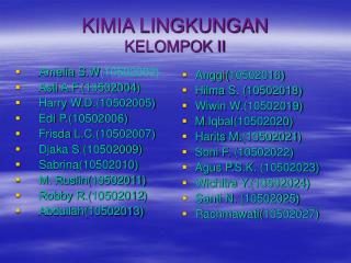 KIMIA LINGKUNGAN KELOMPOK II