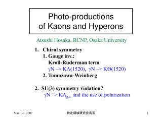 Photo-productions of Kaons and Hyperons