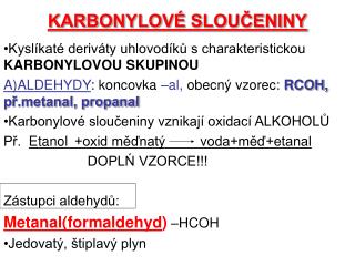 KARBONYLOVÉ SLOUČENINY