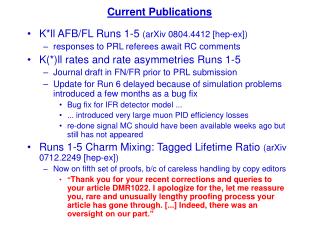 K*ll AFB/FL Runs 1-5 (arXiv 0804.4412 [hep-ex]) responses to PRL referees await RC comments