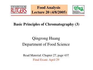 Food Analysis Lecture 20 (4/8/2005)
