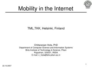 Mobility in the Internet