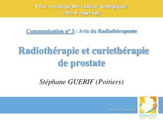 Prise en charge des cancers urologiques chez le sujet âgé