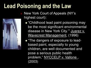 Lead Poisoning and the Law