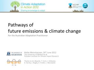 Pathways of future emissions &amp; climate change For the Australian Adaptation Practitioner  