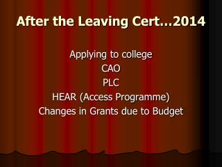 After the Leaving Cert…2014