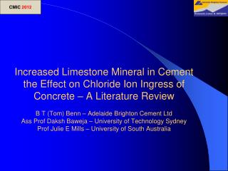 Mineral Additions &amp; Chloride Ingress