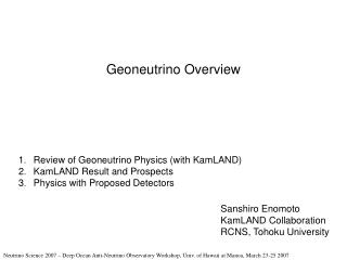 Geoneutrino Overview