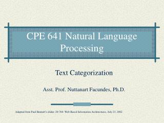 CPE 641 Natural Language Processing