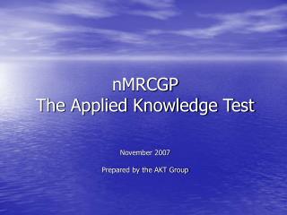 nMRCGP The Applied Knowledge Test