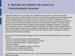 5. Aplicații ale rețelelor de senzori și instrumentelor wireless