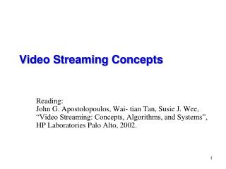 Video Streaming Concepts