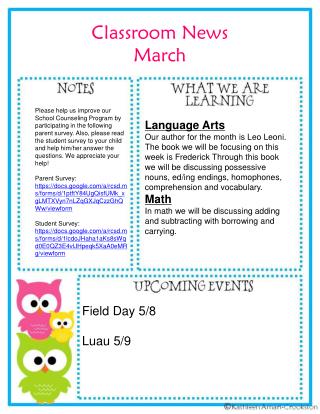 Classroom News March