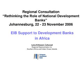 EIB Support to Development Banks in Africa