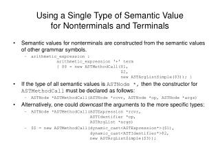 Using a Single Type of Semantic Value for Nonterminals and Terminals