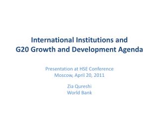 International Institutions and G20 Growth and Development Agenda