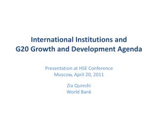 International Institutions and G20 Growth and Development Agenda