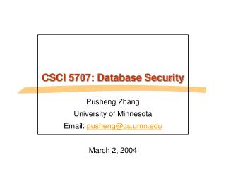 CSCI 5707: Database Security