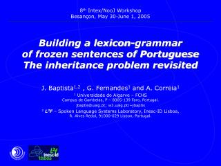 Building a lexicon-grammar of frozen sentences of Portuguese The inheritance problem revisited