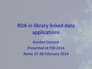 RDA in library linked data applications