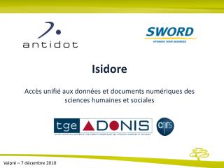 Isidore Accès unifié aux données et documents numériques des sciences humaines et sociales