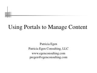 Using Portals to Manage Content