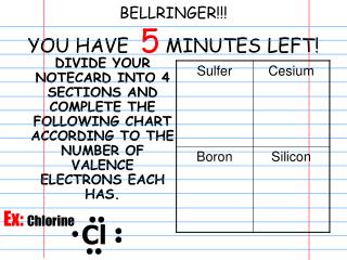 BELLRINGER!!! YOU HAVE 5 MINUTES LEFT!
