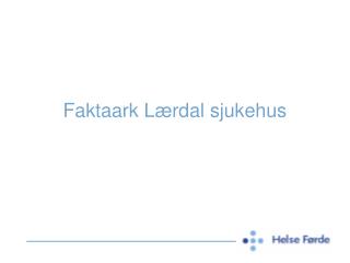 Faktaark Lærdal sjukehus