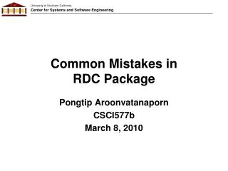 Common Mistakes in RDC Package