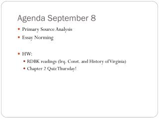 Agenda September 8