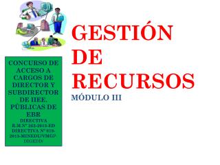 GESTIÓN DE RECURSOS MÓDULO III