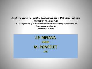 J.P. Mpiana UNIKIN M. Poncelet ULg